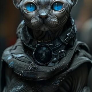 Blue-Eyed Sentinel
A Sphynx cat rendered as a quiet enforcer from a near-future city. Hairless skin etched like living circuitry, eyes glowing an impossible blue. Clad in worn tactical gear, equal parts guardian and anomaly. Calm, watchful, and very much not domesticated. A portrait of vigilance where softness and steel coexist.
@zaneaiart
#zaneai #zaneaiart
#SphynxCat
#SciFiArt
#CyberpunkAesthetic
#FuturisticPortrait
#AIArt
#DigitalArt
#SurrealArt
#BlueEyes
#Anthropomorphic
#SpeculativeFiction
#CyberNoir
#TechNoir
#CreatureDesign
#VisualStorytelling