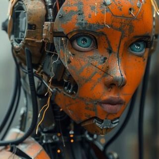 Paint flaking, wires whispering, eyes still searching for something like tomorrow. π§‘π€
#androidportrait #rustandwires #posthumanart #scifimelancholy #futureworn #machinewithasoul #industrialdreams