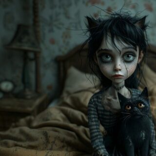 She sits in the quiet between heartbeats, stitched together by dreams and guarded by a cat who knows too much. π€πββ¬
#darkfairytale #gothicvibes #surrealart #whimsicaldark #creepybeautiful #storybookgoth #blackcatenergy